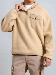 Bluza crewneck - beżowy. Brązowe bluzy nierozpinane męskie Sinsay, l, bez wzorów, bez ramiączek, bez kaptura. Za 69.99 zł.