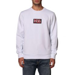 Bluza turystyczna męska sportowa Diesel Girk. Białe bluzy bez kaptura męskie Diesel, m, bez wzorów, z bawełny, bez kaptura. Za 271.70 zł.