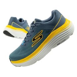 Buty sportowe męskie Skechers Max Cushioning. Niebieskie buty do biegania męskie Skechers, bez wzorów, bez zapięcia, do biegania, skechers sport. Za 359.00 zł.