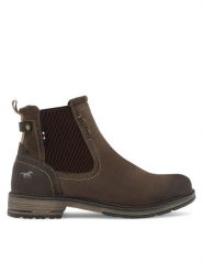 Mustang Botki 4157-608 Brązowy. Brązowe sztyblety męskie Mustang, z materiału, bez obcasa, bez zapięcia. Za 379.99 zł.