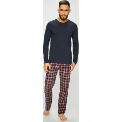 Tommy Hilfiger - Piżama. Szare piżamy męskie Tommy Hilfiger, z bawełny, z okrągłym kołnierzem. Za 299.90 zł.