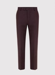 PAKO LORENTE – Spodnie garniturowe w kolorze burgundowym. Czerwone eleganckie spodnie męskie Pako Lorente, bez wzorów, z elastanu, eleganckie. Za 399.99 zł.