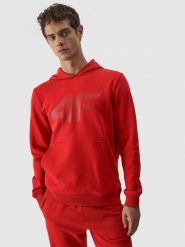 4F Bluza dresowa nierozpinana z kapturem męska - czerwona M. Czerwone bluzy nierozpinane męskie 4f, m, bez wzorów, z bawełny, sportowe, bez ramiączek, z kapturem. W wyprzedaży za 89.99 zł.