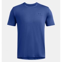 Koszulka fitness męska Under Armour t-shirt sportowy z krótkim rękawem. Niebieskie t-shirty sportowe męskie Under Armour, m, bez wzorów, sportowe, bez ramiączek. Za 149.99 zł.