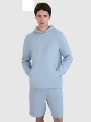 4F Bluza dresowa nierozpinana z kapturem męska - niebieska M. Niebieskie bluzy nierozpinane męskie 4f, m, bez wzorów, z bawełny, sportowe, bez ramiączek, z kapturem. W wyprzedaży za 119.99 zł.