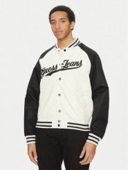 Guess Jeans Kurtka bomber M5GL32 WHAA2 Beżowy Regular Fit. Brązowe kurtki męskie Guess Jeans, m, z aplikacjami, z jeansu, bez ramiączek, bez kaptura. Za 439.99 zł.