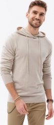Ombre Męska bluza dzianinowa z kapturem - V5 beżowa B1532 XXL. Brązowe bluzy nierozpinane męskie Ombre, m, bez wzorów, z dzianiny, z kapturem. Za 39.99 zł.