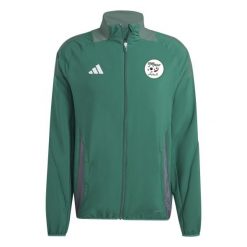 Kurtka prezentacyjna Algérie Presentation 2024. Zielone kurtki męskie ADIDAS, bez wzorów, sportowe, bez ramiączek, bez kaptura. W wyprzedaży za 329.90 zł.