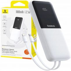 Powerbank Baseus Powerbank Lipow 10000mAh 22,5W with two built-in cables (with Baseus Simple USB-A - USB-C 3A 20cm) - biały. Białe powerbanki Baseus. Za 55.02 zł.