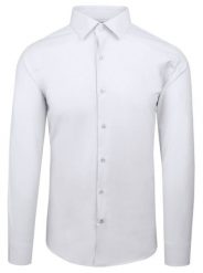 Elegancka Koszula Męska - Victorio - Biała. Białe koszule męskie Victorio, m, bez wzorów, z bawełny, bez kołnierzyka, bez ramiączek. Za 149.00 zł.