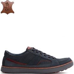 Niebieskie Skórzane Półbuty Anatol. Buty sportowe na co dzień męskie marki Born2be. Za 79.99 zł.