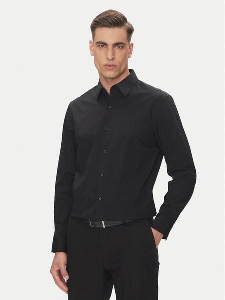 Calvin Klein Koszula LV04LB148G Czarny Slim Fit. Czarne koszule męskie Calvin Klein, m, bez wzorów, z bawełny, bez kołnierzyka, bez ramiączek. Za 309.99 zł.