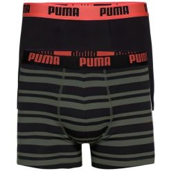 Bokserki męskie Puma Heritage Stripe 2-pack Army Green S. Brązowe bokserki męskie Puma, m, bez wzorów, z bawełny. Za 157.99 zł.