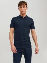 Jack & Jones Polo Basic 12136516 Granatowy Slim Fit. Niebieskie koszulki polo męskie Jack & Jones, m, bez wzorów, z bawełny, bez kołnierzyka, bez ramiączek. Za 89.99 zł.