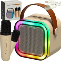 Zestaw do karaoke 2 mikrofony + głośnik przenośny BLUETOOTH USB LED beżowy Kik sp. z o.o. sp. k. Brązowe głośniki przenośne LEXIBOOK. Za 121.03 zł.