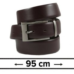Pasek do Spodni Męski, Ciemny Brązowy 95cm, Skórzany, Elegancki, Możliwość Skrócenia -ZET. Brązowe paski męskie Zet, bez wzorów, ze skóry, eleganckie. Za 89.00 zł.