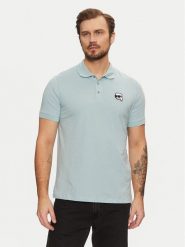KARL LAGERFELD Polo 745710 551224 Błękitny Regular Fit. Niebieskie koszulki polo męskie KARL LAGERFELD, l, bez wzorów, z bawełny, bez kołnierzyka, bez ramiączek. Za 249.99 zł.