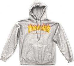 Thrasher Bluza męska z kapturem Thrasher Hood Flame Gre M. Bluzy nierozpinane męskie Thrasher, m, bez wzorów, bez ramiączek, z kapturem. Za 249.76 zł.