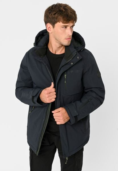 Zimowa, wodoodporna kurtka J-SYNAPS. Niebieskie kurtki męskie Volcano, na zimę, m, bez wzorów, z materiału, bez ramiączek, bez kaptura. Za 419.99 zł.