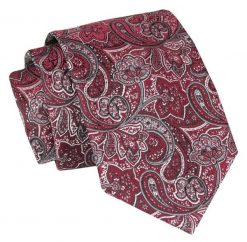 Krawat - ALTIES - Czerwień w Orientalny Wzór. Czerwone krawaty i muchy męskie Alties, bez wzorów, z tkaniny, eleganckie. Za 49.00 zł.