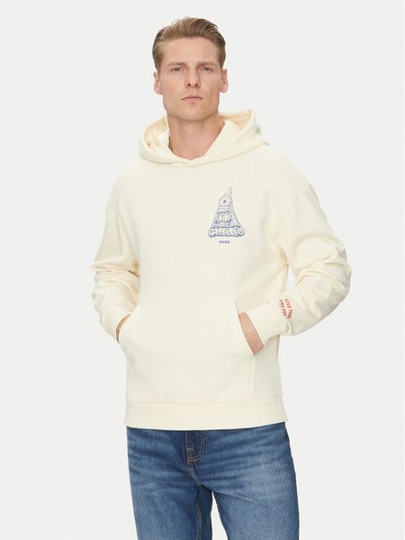 HUGO Bluza 50535344 Écru Regular Fit. Bluzy nierozpinane męskie Hugo, m, bez wzorów, z bawełny, bez ramiączek, bez kaptura. Za 239.99 zł.