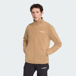 Kurtka Multi Essentials Full-Zip Fleece. Brązowe kurtki męskie ADIDAS, l, bez wzorów, z materiału, sportowe, bez ramiączek, bez kaptura. W wyprzedaży za 142.35 zł.