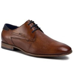 Półbuty Bugatti. Brązowe eleganckie półbuty męskie Bugatti, wizytowe, bez obcasa, bez zapięcia. Za 319.00 zł.