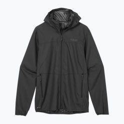 Kurtka przeciwiatrowa męska Rab Windgather Hoody. Czarne kurtki męskie RAB, m, bez wzorów, z softshellu, bez kaptura, trekkingowe. Za 279.99 zł.
