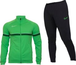 Nike Dres męski Nike Dri-FIT Academy zielono czarny. Czarne komplety dresowe męskie Nike, bez wzorów, z dresówki, bez ramiączek, bez kaptura. Za 272.00 zł.