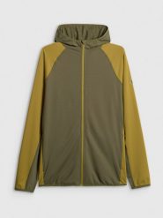 4F Bluza trekkingowa regular z kapturem męska - khaki M. Brązowe bluzy rozpinane męskie 4f, m, bez wzorów, bez ramiączek, z kapturem. Za 249.99 zł.