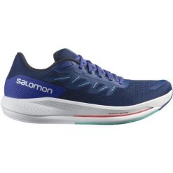 Buty do biegania męskie Salomon Spectur. Niebieskie buty do biegania męskie Salomon, bez wzorów, z materiału, bez zapięcia, do biegania. Za 584.00 zł.
