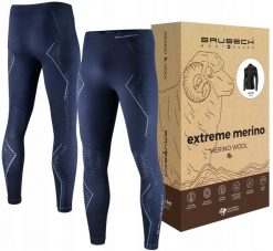 LE1352M Spodnie męskie EXTREME MERINO granatowy XXL. Niebieskie bielizna termoaktywna męska Brubeck, m, bez wzorów, bez ramiączek. Za 322.14 zł.
