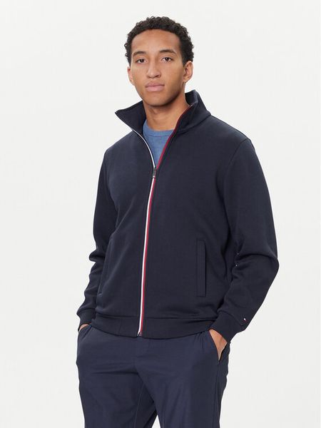Tommy Hilfiger Bluza Global Stripe MW0MW40481 Granatowy Regular Fit. Niebieskie bluzy rozpinane męskie Tommy Hilfiger, l, bez wzorów, z bawełny, bez ramiączek, bez kaptura. Za 519.99 zł.