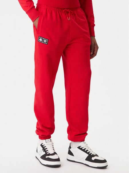 Kappa Spodnie dresowe Olmos 311M2TW Czerwony Regular Fit. Czerwone spodnie dresowe męskie Kappa, bez wzorów, z bawełny. Za 239.99 zł.