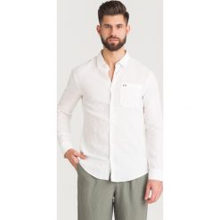 KOSZULA Armani Exchange. Białe koszule męskie Armani Exchange, l, bez wzorów, z bawełny, bez kołnierzyka, bez ramiączek. Za 328.30 zł.