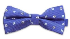 Niebieska Mucha w Kwiaty, Kwiatki - Motyw Florystyczny, Męska. Niebieskie krawaty i muchy męskie Vernon, bez wzorów, eleganckie. Za 29.00 zł.