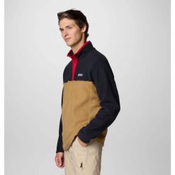 Bluza męska Columbia Steens Mountain Half Snap. Brązowe bluzy nierozpinane męskie Columbia, m, bez wzorów, bez ramiączek, bez kaptura. W wyprzedaży za 167.70 zł.