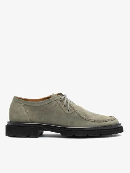 Oliwkowe sznurowane półbuty. Zielone eleganckie półbuty męskie Ryłko, ze skóry, bez obcasa, bez zapięcia. Za 549.99 zł.