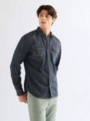 MĘSKA KOSZULA WRANGLER WESTERN SHIRT CANYON 112378473. Koszule męskie Wrangler, m, bez wzorów, z jeansu, bez kołnierzyka, bez ramiączek. Za 169.99 zł.