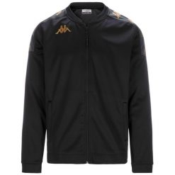 Kurtka z dresu Kappa Giullio. Czarne kurtki treningowe męskie Kappa, m, bez wzorów, z dresówki, bez kaptura, do piłki nożnej. Za 263.50 zł.