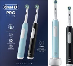 Szczoteczka Oral-B Pro Series 1 Cross Action zestaw 2-pack Black + Blue Black/Blue. Czarne szczoteczki elektryczne ORAL-B. Za 215.16 zł.