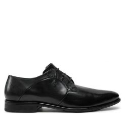 Półbuty Bugatti. Czarne eleganckie półbuty męskie Bugatti, wizytowe, bez obcasa, bez zapięcia. Za 409.99 zł.