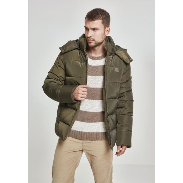 Parka Urban Classic hooded. Zielone parki męskie Urban Classics, m, bez wzorów, z puchu, bez kaptura. Za 379.00 zł.