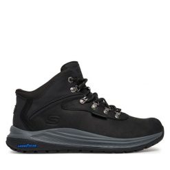 Trekkingi Skechers. Czarne buty trekkingowe męskie Skechers, bez wzorów, sportowe, bez obcasa, bez zapięcia. Za 429.99 zł.