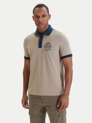 Aeronautica Militare Polo 261PO1908UP00191 Beżowy Slim Fit. Brązowe koszulki polo męskie Aeronautica Militare, l, bez wzorów, z bawełny, bez kołnierzyka, bez ramiączek. Za 309.99 zł.