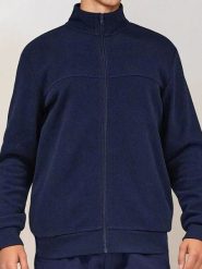 Rozpinana bluza ze stójką - granatowy. Niebieskie bluzy rozpinane męskie Sinsay, l, bez wzorów, bez ramiączek, bez kaptura. Za 59.99 zł.
