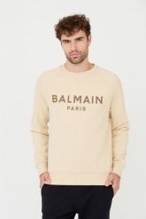 BALMAIN Beżowa bluza Printed Sweatshirt. Brązowe bluzy nierozpinane męskie Balmain, m, bez wzorów, bez ramiączek, bez kaptura. W wyprzedaży za 1,999.99 zł.