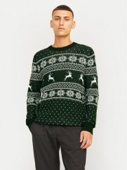 Jack & Jones Sweter Xmas Gabriel 12266118 Zielony Regular Fit. Zielone kardigany męskie Jack & Jones, l, bez wzorów, z syntetyku, bez ramiączek. Za 99.99 zł.