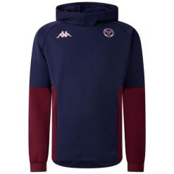 Bluza dresowa z kapturem Union Bordeaux-Bègles 2025/26. Niebieskie bluzy z kapturem męskie Kappa, bez wzorów, z dresówki, z kapturem. Za 383.50 zł.