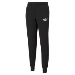 Spodnie męskie Puma ESS Logo Pants TR. Czarne długie spodnie sportowe męskie Puma, bez wzorów, prążkowane, na fitness i siłownię. Za 109.00 zł.